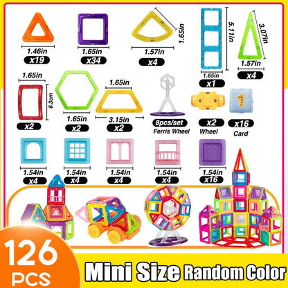 64-184Pcs Kids Magnetic Building Blocks Mini Size Magnet Toys for Boys Construction Set STEM Toy for Children Girls