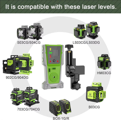 LR-8RG Laser Detector for Laser Level, Digital Laser Receiver for Green & Red Beam Two-Sided LED Double Lamp 90 Db Buzzer