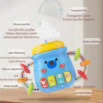 0-12M Baby Musical Feeding Bottle Pacifier Newborn Soft Teether Rattles Educational Toy Mobile Soothing Vocal Music Rattles Toys