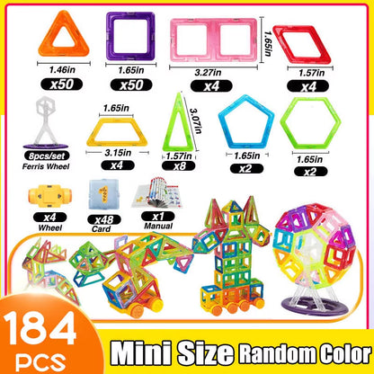 64-184Pcs Kids Magnetic Building Blocks Mini Size Magnet Toys for Boys Construction Set STEM Toy for Children Girls