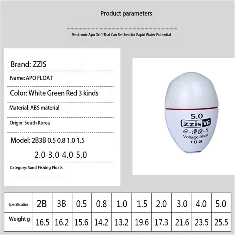 1 Set of ZZIS-V6 Zhongtong anti Collision Jidiao Apo Electronic Night Light Float anti Collision Long Throw Wave Float Fishing